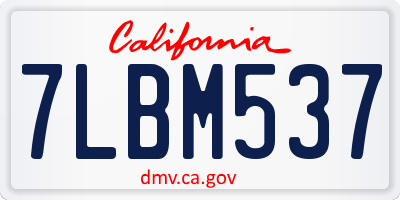 CA license plate 7LBM537