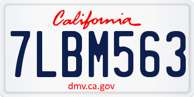 CA license plate 7LBM563