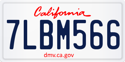 CA license plate 7LBM566