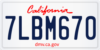 CA license plate 7LBM670