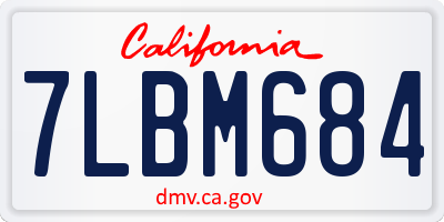 CA license plate 7LBM684