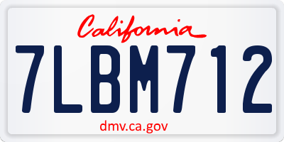 CA license plate 7LBM712