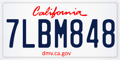 CA license plate 7LBM848