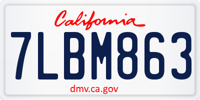 CA license plate 7LBM863