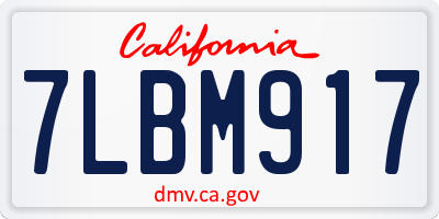 CA license plate 7LBM917