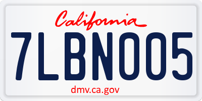 CA license plate 7LBN005