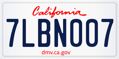 CA license plate 7LBN007
