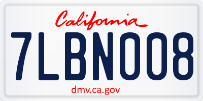 CA license plate 7LBN008