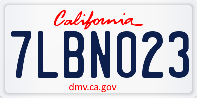CA license plate 7LBN023
