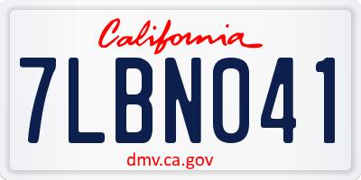 CA license plate 7LBN041