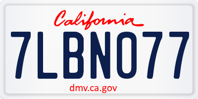 CA license plate 7LBN077