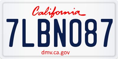 CA license plate 7LBN087
