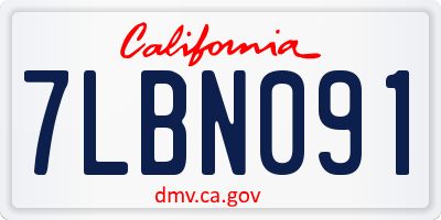 CA license plate 7LBN091