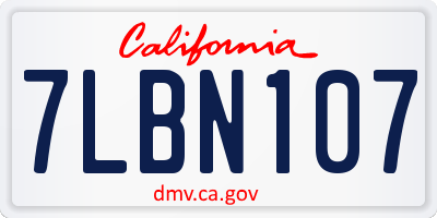 CA license plate 7LBN107