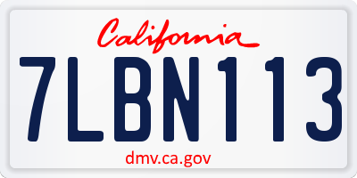 CA license plate 7LBN113
