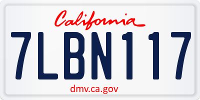 CA license plate 7LBN117