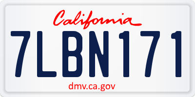 CA license plate 7LBN171