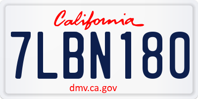 CA license plate 7LBN180