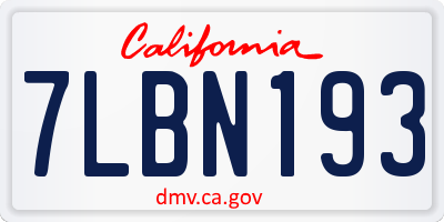 CA license plate 7LBN193