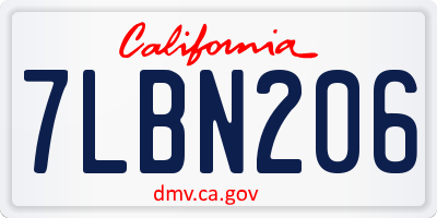 CA license plate 7LBN206