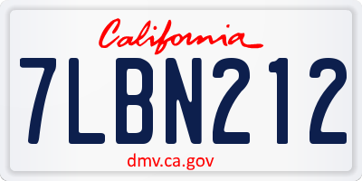 CA license plate 7LBN212