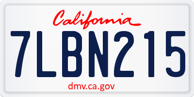 CA license plate 7LBN215