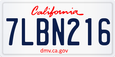 CA license plate 7LBN216