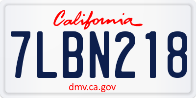 CA license plate 7LBN218