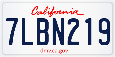 CA license plate 7LBN219