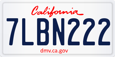 CA license plate 7LBN222