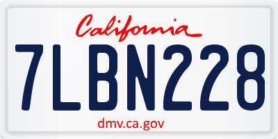 CA license plate 7LBN228