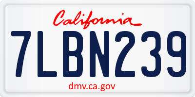 CA license plate 7LBN239