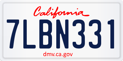 CA license plate 7LBN331