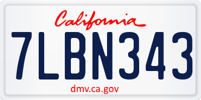 CA license plate 7LBN343