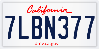 CA license plate 7LBN377
