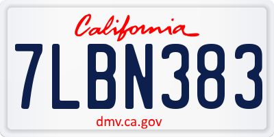 CA license plate 7LBN383