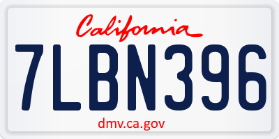 CA license plate 7LBN396