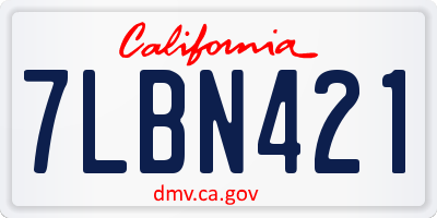 CA license plate 7LBN421