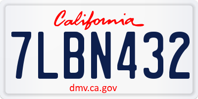 CA license plate 7LBN432
