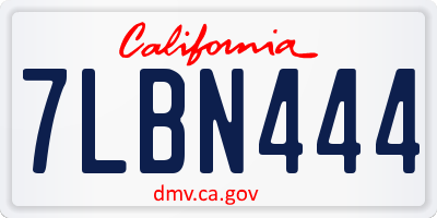 CA license plate 7LBN444