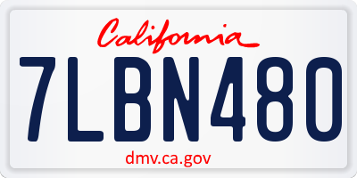 CA license plate 7LBN480