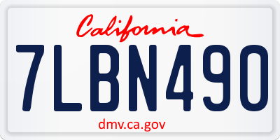 CA license plate 7LBN490