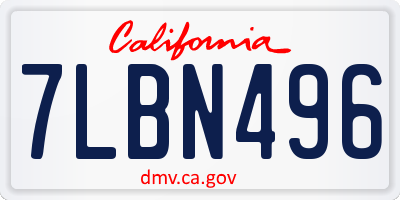 CA license plate 7LBN496