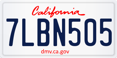 CA license plate 7LBN505