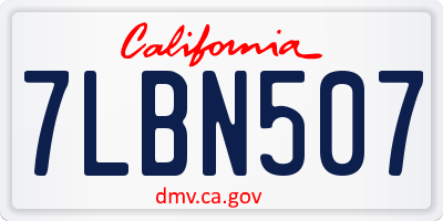 CA license plate 7LBN507