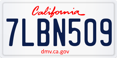 CA license plate 7LBN509