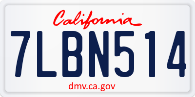 CA license plate 7LBN514