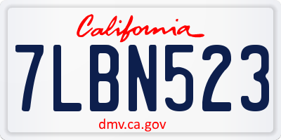 CA license plate 7LBN523