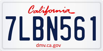 CA license plate 7LBN561