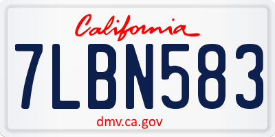 CA license plate 7LBN583